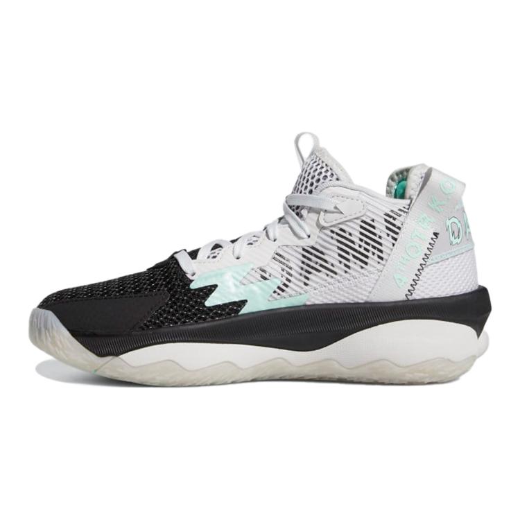 Adidas D Lillard 8 Slip Resistant Cushioning Abrasion Resistant Mid top Performance Basketball Shoes White Black GY2907 36⅔
