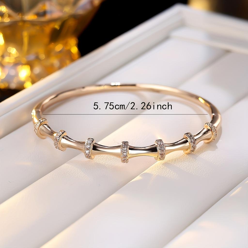 1Elegant women's bamboo bracelet inlaid with sparkling artificial zirconia Simple/The bamboo design is suitable for daily wear and can be used as a