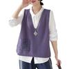Spring and Autumn Women's Knitted Vest V-neck Solid Color Ethnic Style Lace Sweater Women