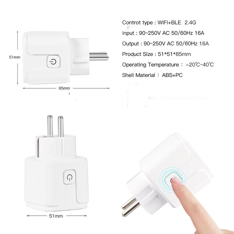 Matter Smart Plug: 16A Circuit Breaker with HomeKit, Alexa, and Google Compatibility (US, EU, UK Standards)