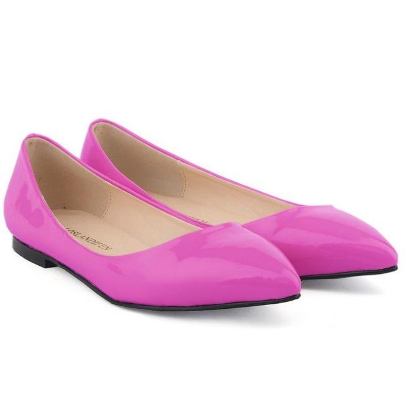 Women's Flats Shoes Solid Color Pointed Toe Slip On Patent Leather Woman Flat New Single Casual Comfort Non-slip Ladies Loafers