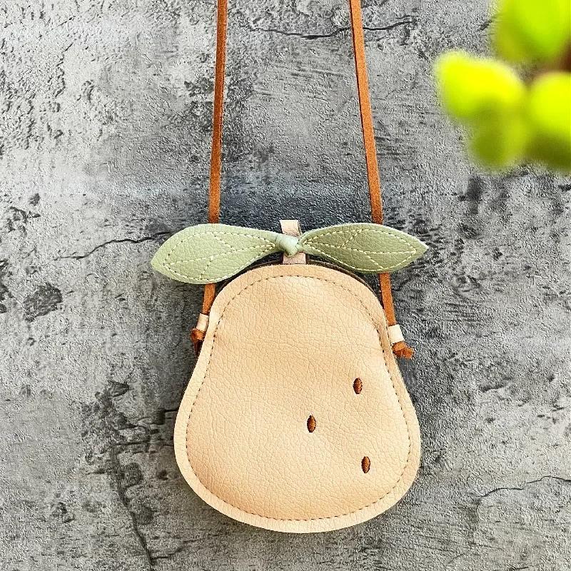 1Pcs Cute Cartoon Children Bags Girls Pear Small Crossbody Bag Mini Pumpkin/Ladybug Handbag Shoulder Bag For Storing Small Items