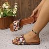 Wear Ethnic Style Retro Cloth Cool Slippers Casual Square Head Flat Bottom One Word Slippers Women