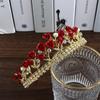 Princess Vintage Red Rose Rhinestone Gold Color Zinc Zinc Alloy Bridal Tiara Diadem Headwear Hair Crown