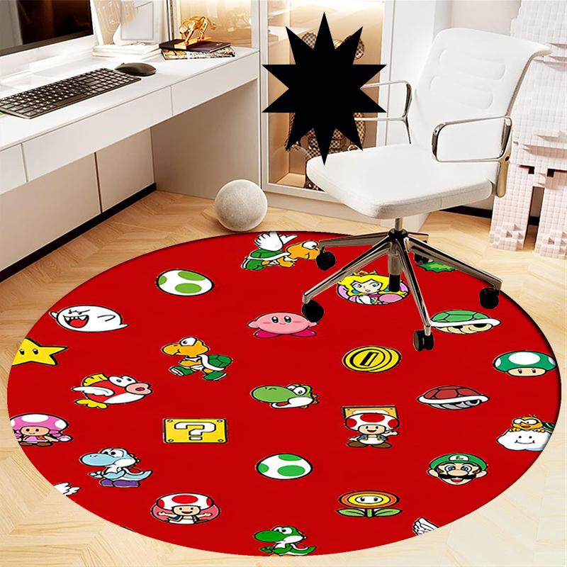 Mario Printed Round Rug Carpet Chair Rug Area Rug Entryway Doormats,for Office Chair Living Room Bedroom Kitchen Room.