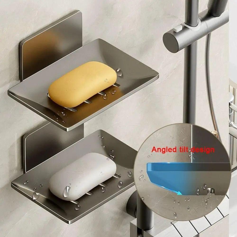 Space Aluminum Soap Dish Holder Wall Mounted Shower Soap Saver Heavy Duty Soap Tray  for Bathroom