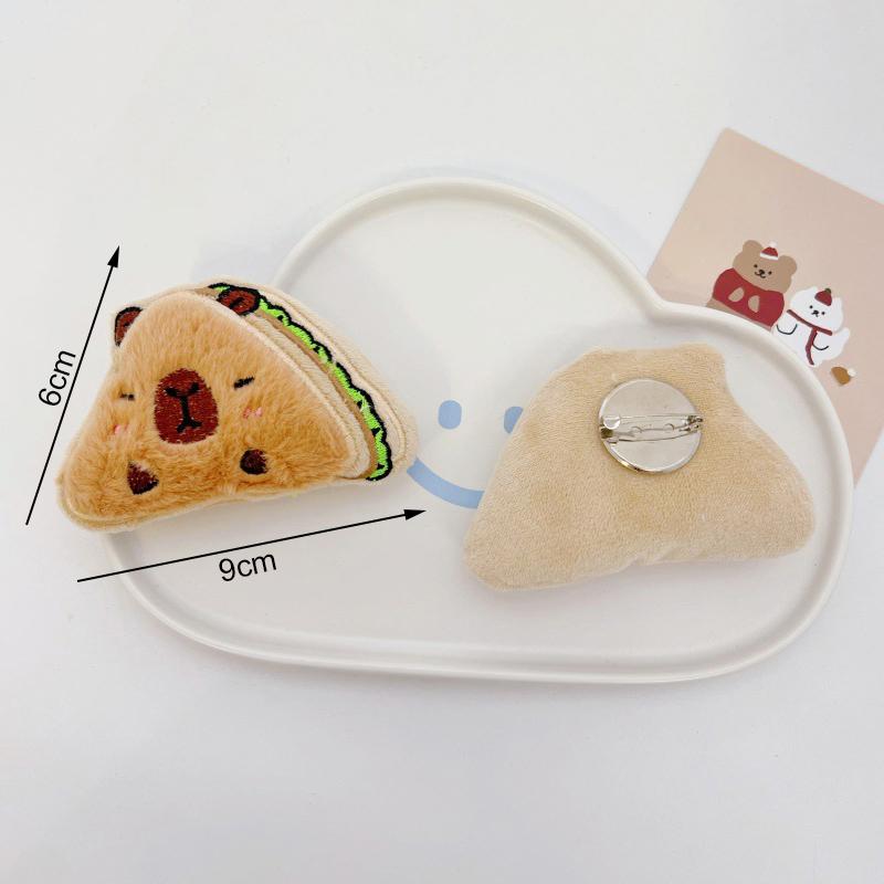 Cute Capybara Animal Plush Doll Brooch Fluffy Soft Stuffed Clothes Badge Pins Backpacks Decoration Accessories