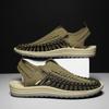 Sandals men's 2026 hollow breathable beach shoes men's woven personalized soft sole one-pedal men's shoes