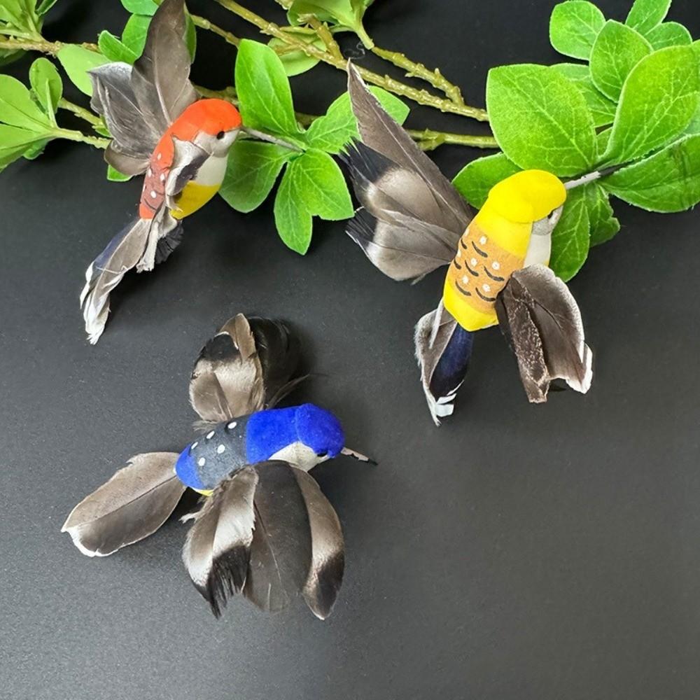 6/5pcs Garden Landscape Decor Simulation Birds Colorful Photography Props Foam Feathers Birds Home Decor with Clip