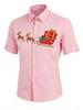 Herren Nikolaus Schornstein 3D Gedrucktes Rotes Hemd Hawaiianisches Freizeithemd Festival Party Kleidung Herren Neujahrs Oberteil Für Sie