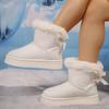 Damen Winter-Schneestiefel mit dicker Plateausohle, rutschfest, bequem, kurze Booties mit Kunstfellfutter, lässige warme Stiefeletten aus Wildlederimitat für Damen