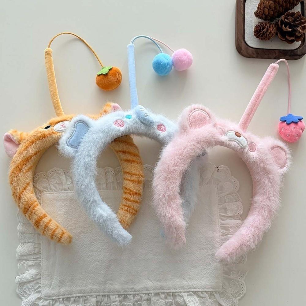Wacky Cat Fishing Plush Headband Hair Accessories Girls Cartoon Hairband  Wash Face