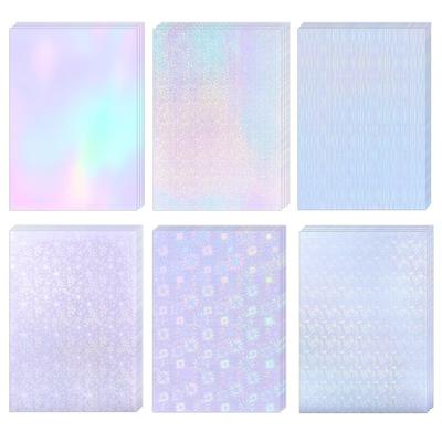 Sitengle Holográfico Transparente Claro Holográfico 6 Juego de Tamaño A4 Corte DIY Oshikatsu de Pegatinas, Hojas, Tipos, 24, (210297mm), Autoadhesivo,