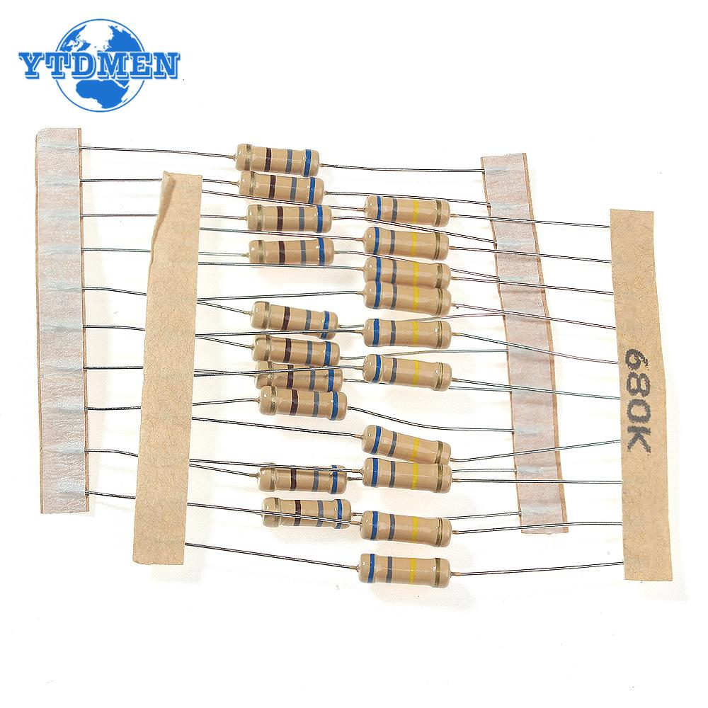 200PCS 1W Resistors Kit 5% Carbon Film Resistor 20values*10pcs 10 Ohm ~1M 6.8K 10K 22K 47K 68K 1M Resistance Set