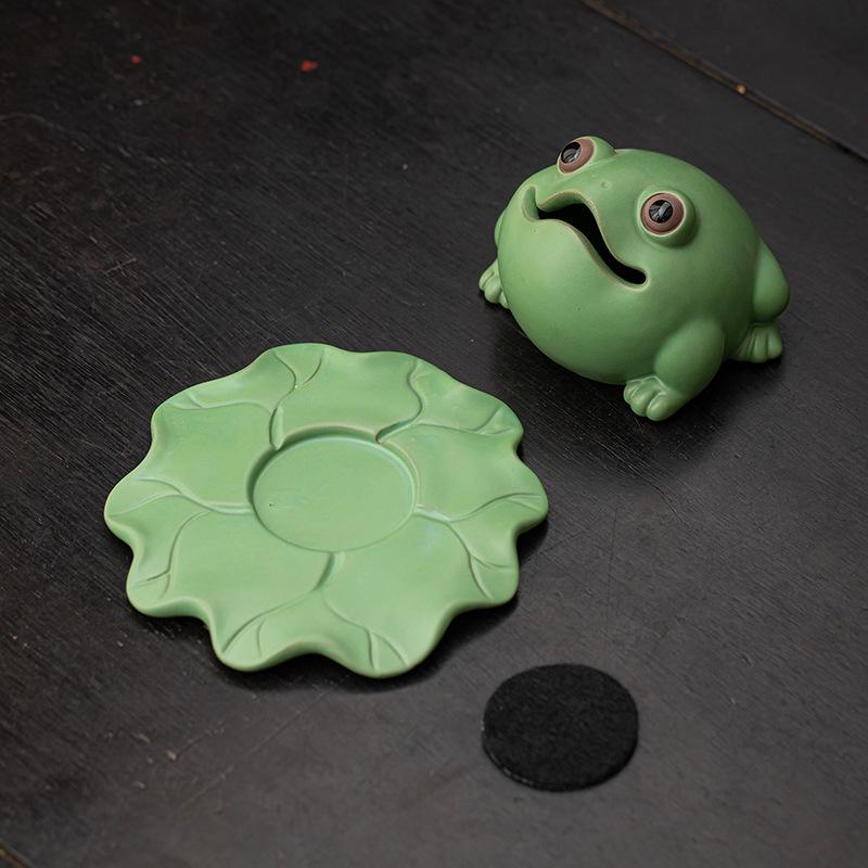 Ding Gua Gua Ceramic Frog Incense Burner - Zen Style Aroma Diffuser Ornament for Home
