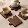 4pcs Heat Resistant Puzzle Coasters Non Slip Tea Cup Mat Creative Wooden Coaster Set  Dining Table