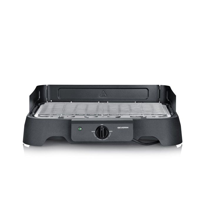 Tabletop Electric Grill - SEVERIN - PG8593 - 2000 W - Cooking Surface 38 X 22 Cm - Stainless Steel Grate - Adjustable Thermostat - Black
