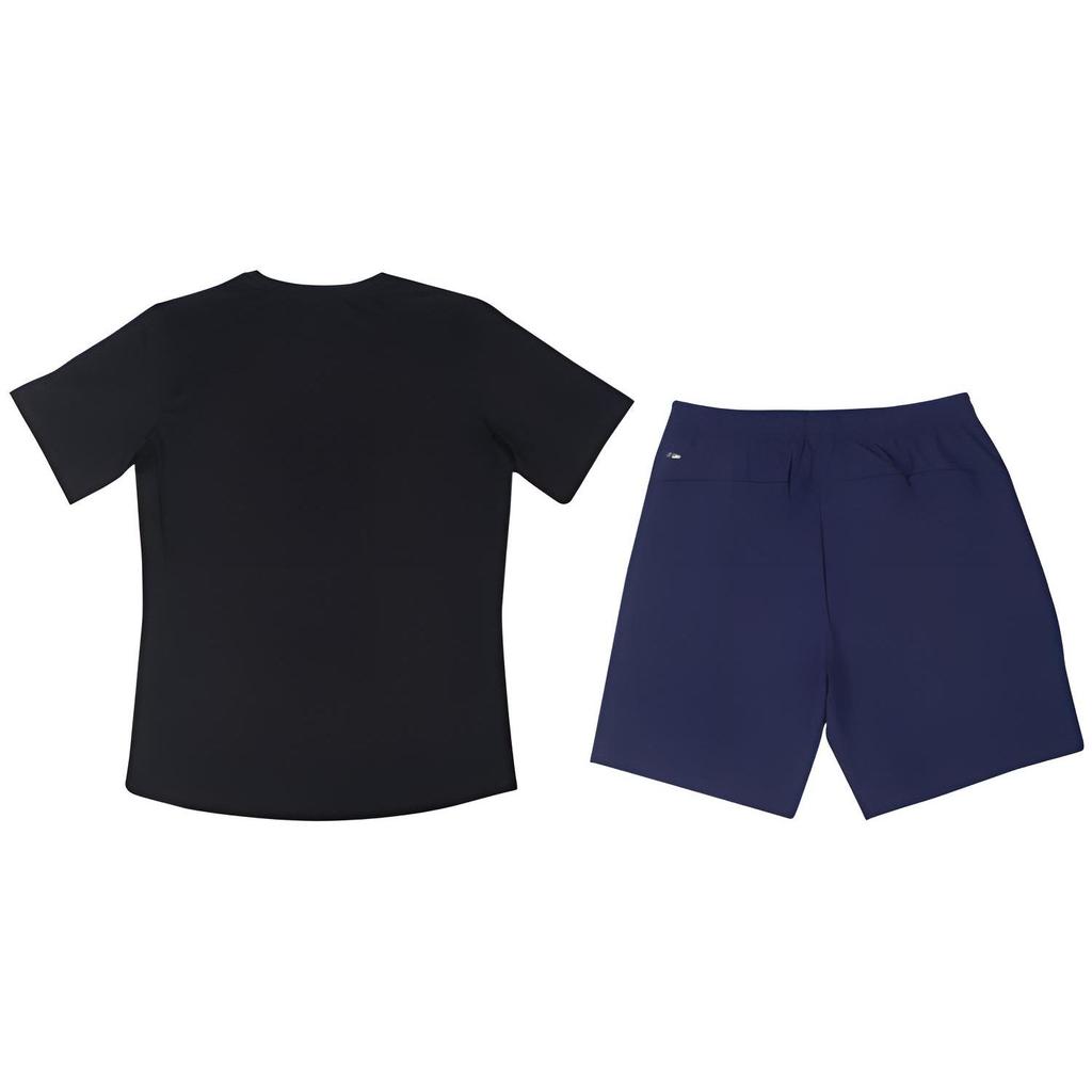 Li Ning Logo Round Neck Short Sleeve Quick Dry Thin Sports Suit Men Tops Black Blue YTST073-2+YKST035-4