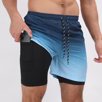 Herren Sommer Sport und Freizeit Bedruckte Doppellagige Blendschutz-Badeshorts
