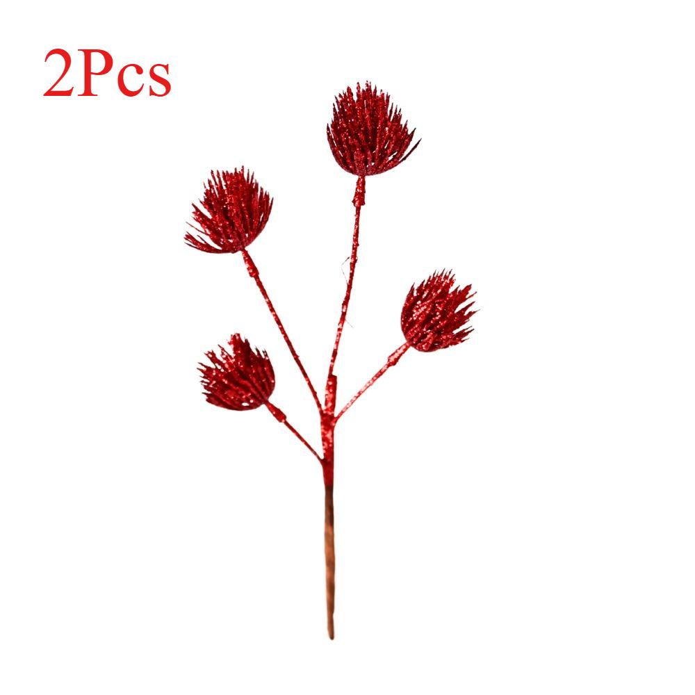 

1Pc Christmas Artificial Four-Pronged Gold Powder Dandelion Christmas Tree Layout Props DIY Accessories Decoration червоний