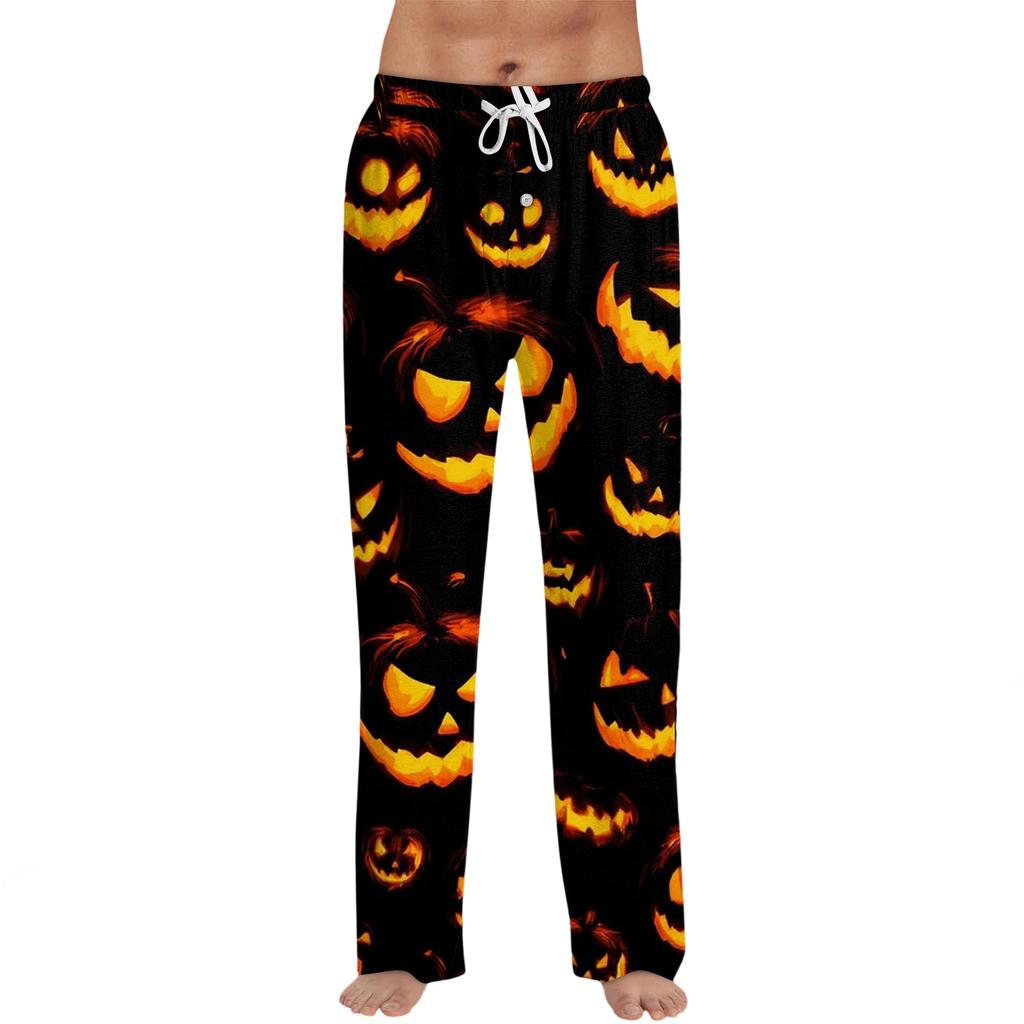 Men's Halloween Print Drawstring Lounge Pants Casual Sleepwear Bottoms Comfortable Fit Relaxed Style