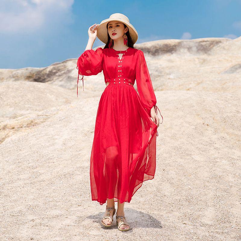 

Женская одежда пляжное платье для Саньи и Синьцзяна Юньнаньский туризм Red 2XL