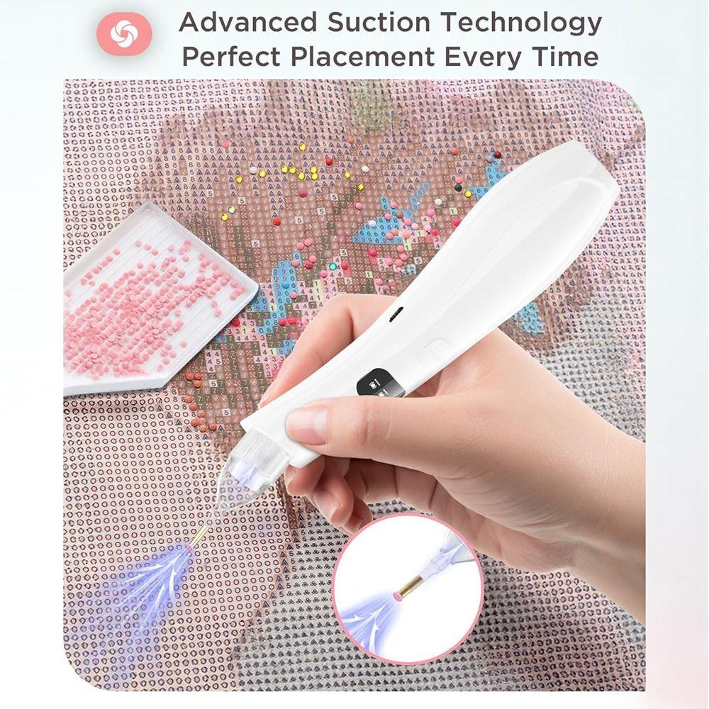 Portable Automatic Diamond Painting Pen Adjustable Suction Mode DIY Diamond Paint Suction Device Wireless 4 Replacement Tips