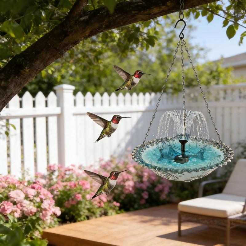 Solar-Kaskaden-Hänge-Vogelbad-Brunnen, Outdoor-Hänge-Vogelbad mit Solarbrunnen, Große Kolibri-Bäder Sind Geeignet