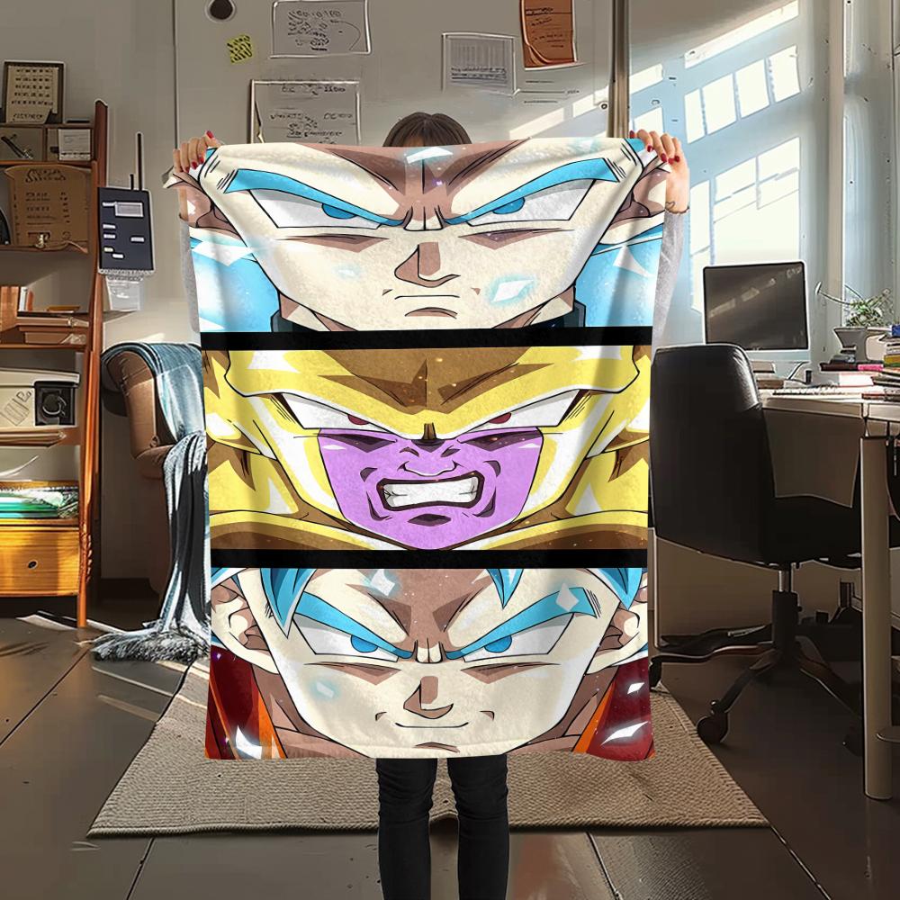 

Фланелевое одеяло с принтом персонажей Dragon Ball, Высококачественное, Удобное для всех сезонов, Декор для дома, Тепло и уют, Идеально для рождественских подарков 80cm x 120cm