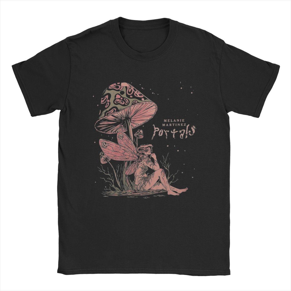 

Футболка Melanie Martinez Mushroom для мужчин, хлопковые креативные футболки, футболки с круглым вырезом, одежда с коротким рукавом, большие размеры M чёрный