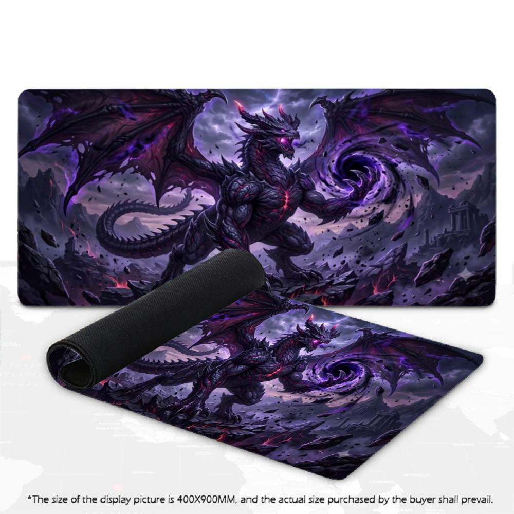 Mystic Galaxy Dragon Art Large Mouse Pad XXL Dark Fantasy Desk Mat Overlocked Non-Slip Rubber Gaming Keyboard Pad Deskpad