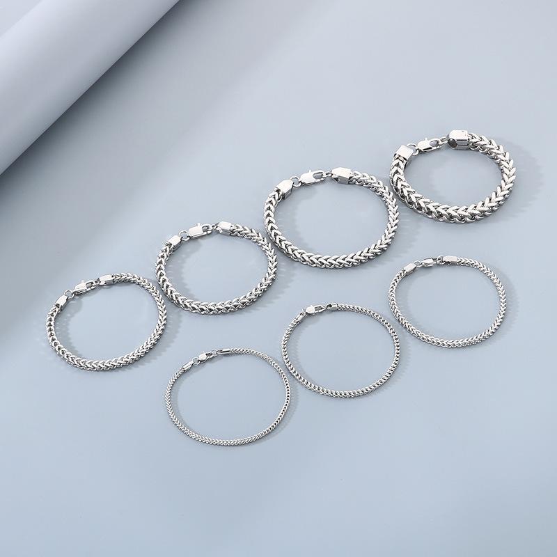 Premium Stainless Steel Front And Back Chain Bracelet, Simple Vacuum Plated Keel Chain, Japanese Buckle Men'S Jewelry