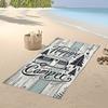 Happy Camper Beach Towel Vintage Trailer and Wood Grain Art Quick-Dry Sand-Free Microfiber BathTowel for Camping and Summer Pool