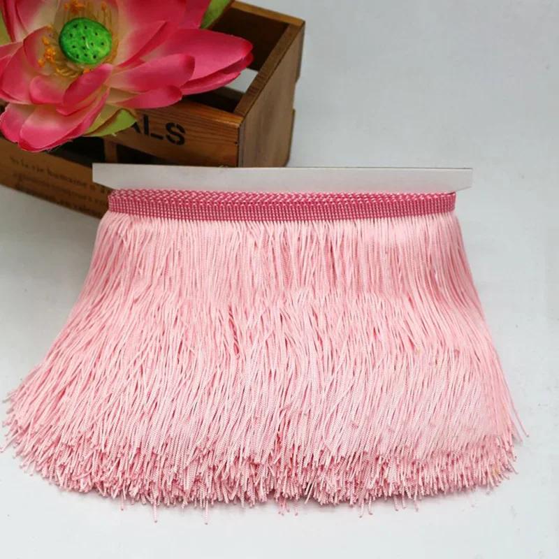 

10Yard Multi-Color Latin Dance Tassel Lace Polyester Encryption Double Line Row Must Stage Clothing Dress Accessories Width 15Cm (as the picture,10m)