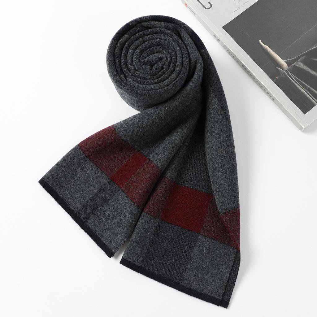 Versatile pure wool men's scarves, autumn and winter fashion warm plaid scarves, wool scarves can be