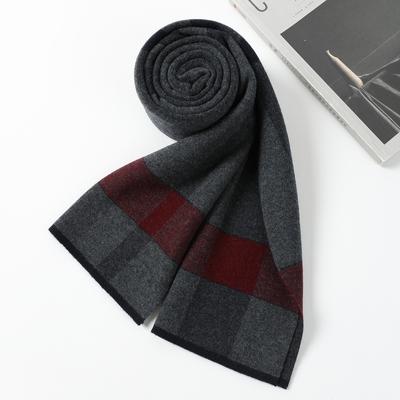 Versatile Pure Wool Men's Scarves, Autumn and Winter Fashion Warm Plaid Scarves, Wool Scarves Can Be