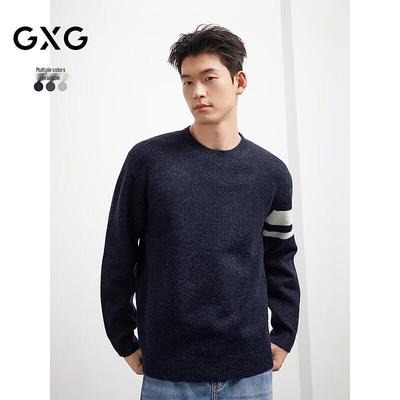 GXG Men's Casual Color Block Striped Knit Sweater