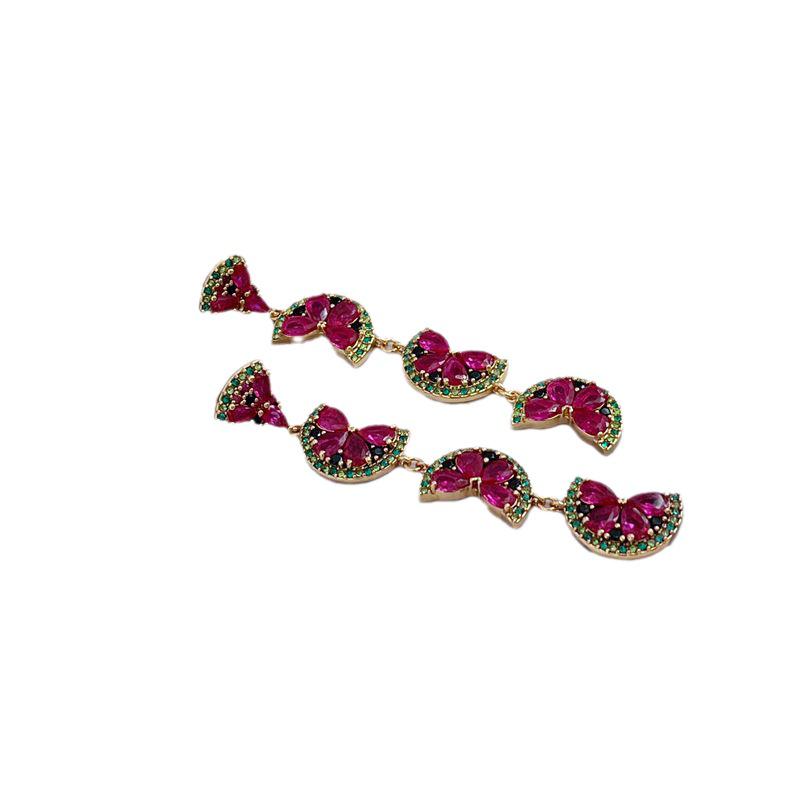 Luxury Zircon Rhinestone Watermelon Dangle Earrings