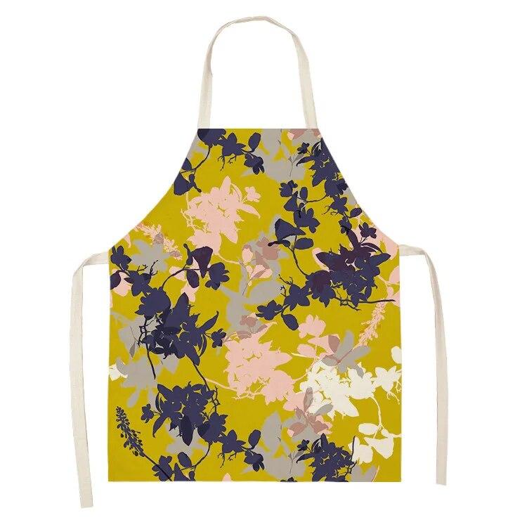 

1 шт. льняной фартук с цветочным принтом, обеденный нагрудник, кухонный фартук для приготовления пищи, выпечки, барбекю, устойчивый к пятнам фартук, аксессуары для уборки дома 47x38cm