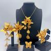 New Hollow Flower Butterfly Earrings Necklace Bracelet Ring Gold Ladies Temperament Luxury Jewelry Set
