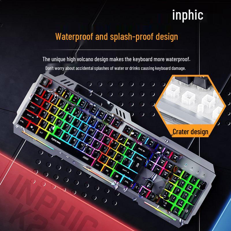 Inphic K2 Wired Keyboard & Mouse Set: Silent, Ergonomic Design for Office & Gaming.