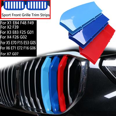 3 Stücke Auto Kühlergrill Zierleiste Für BMW X1 X2 X3 X4 X5 X6 X7 E84 F48 F49 F39 E83 F25 G01 F26 G02 E70 F15 E53 G05 E71 E72 F16 G06 G07