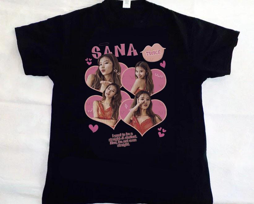 HOT TWICE Sana Shirt Hearts Kpop Kpop merch gift for Once Unisex T-Shirt XXL
