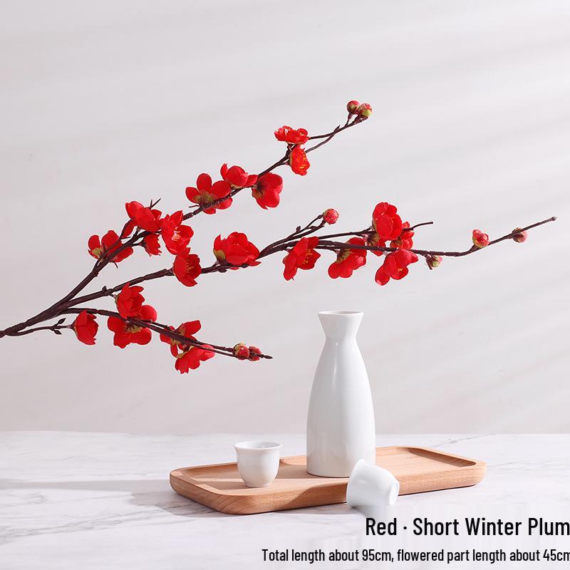 Silk Plum Blossom Simulation Flowers for Home Decor: Perfect for Living Room, TV Cabinet, or Coffee Table Arrangements.