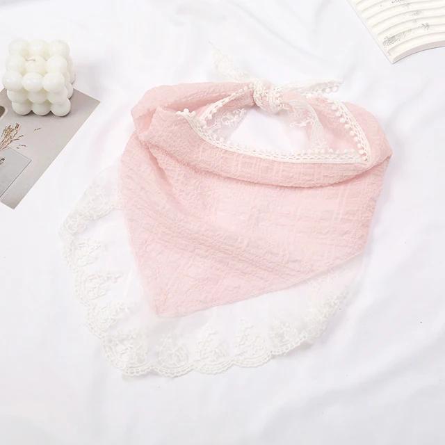 Girls Summer Sweet Scarf Vintage Women's Lace Triangle Scarves For Muslim Women Printed Floral Hijab Turban Hair Accessories