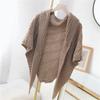 Women S Knitted Triangular Scarf With Buckle Dual Use As Shawl And Neck Warmer