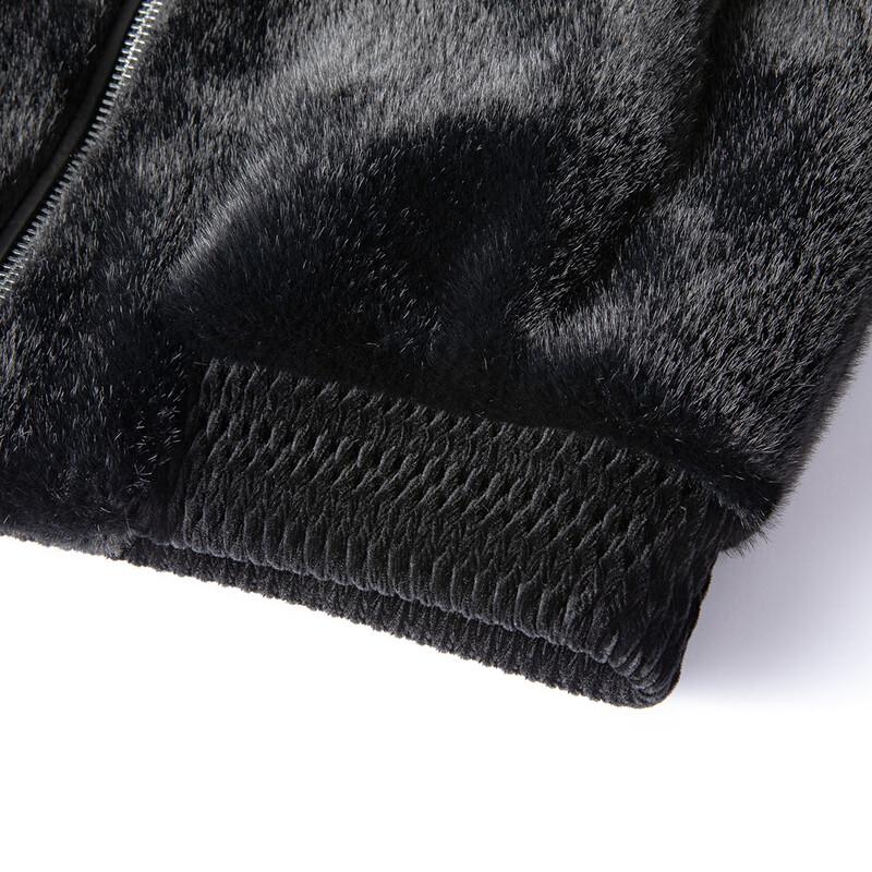 MONTAGUT Herren Warme Jacke aus Schaffell mit Faux-Nerz-Futter