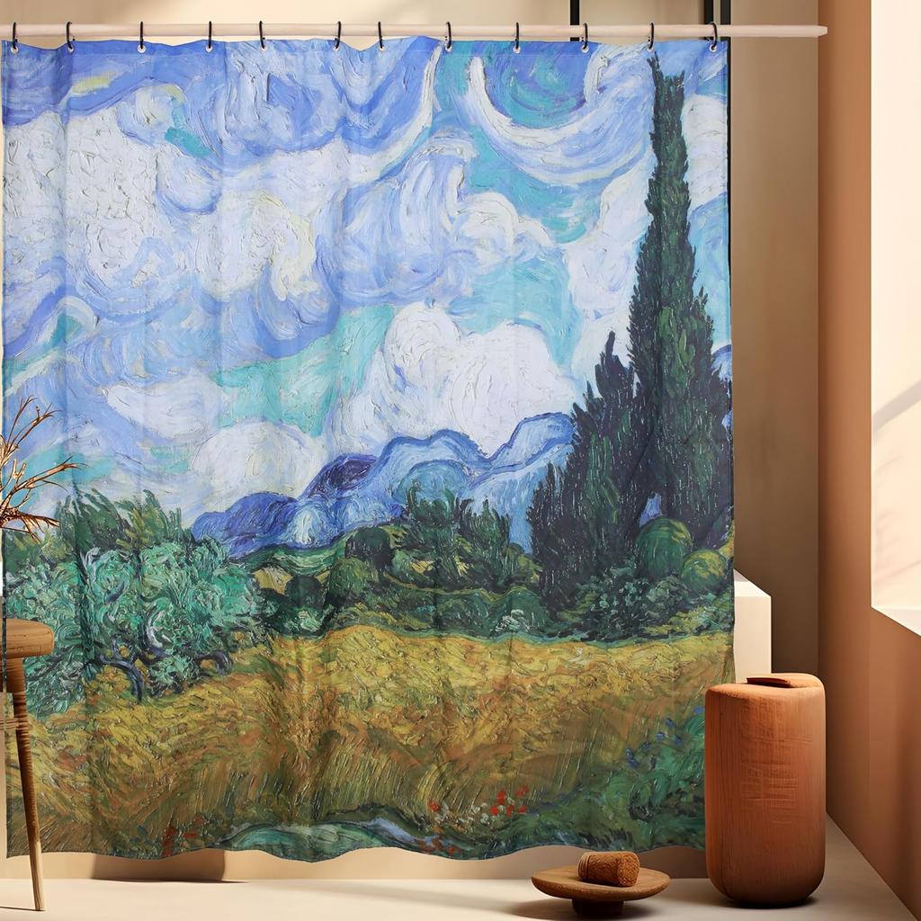 Cool Japanese Asian Art Modern Blue Anime Ocean The Great Waves Kanagawa of Hokusai Aesthetic Waterproof Curtain with Hooks,