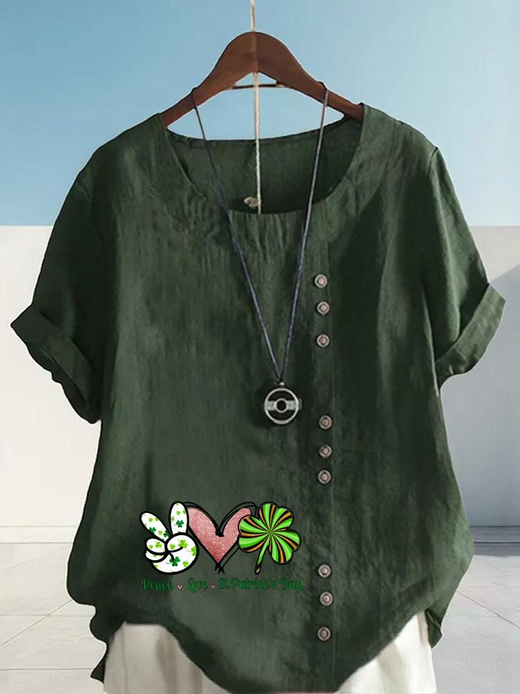 Women's Fashion Love Letter Print with Lines Shot Sleeve T-shirt Loose Cotton Shirt Casual Loose Summer Plus Size Blouse Tops
