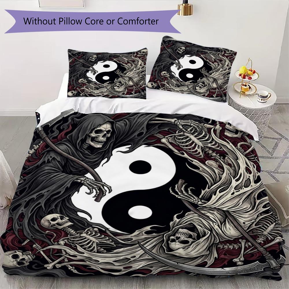 Death Pattern Bedding uilt Set uilt Cover Pillowcase Home Decoration Birthday Gift (1 * duvet cover + 2 * pillowcase without core)57